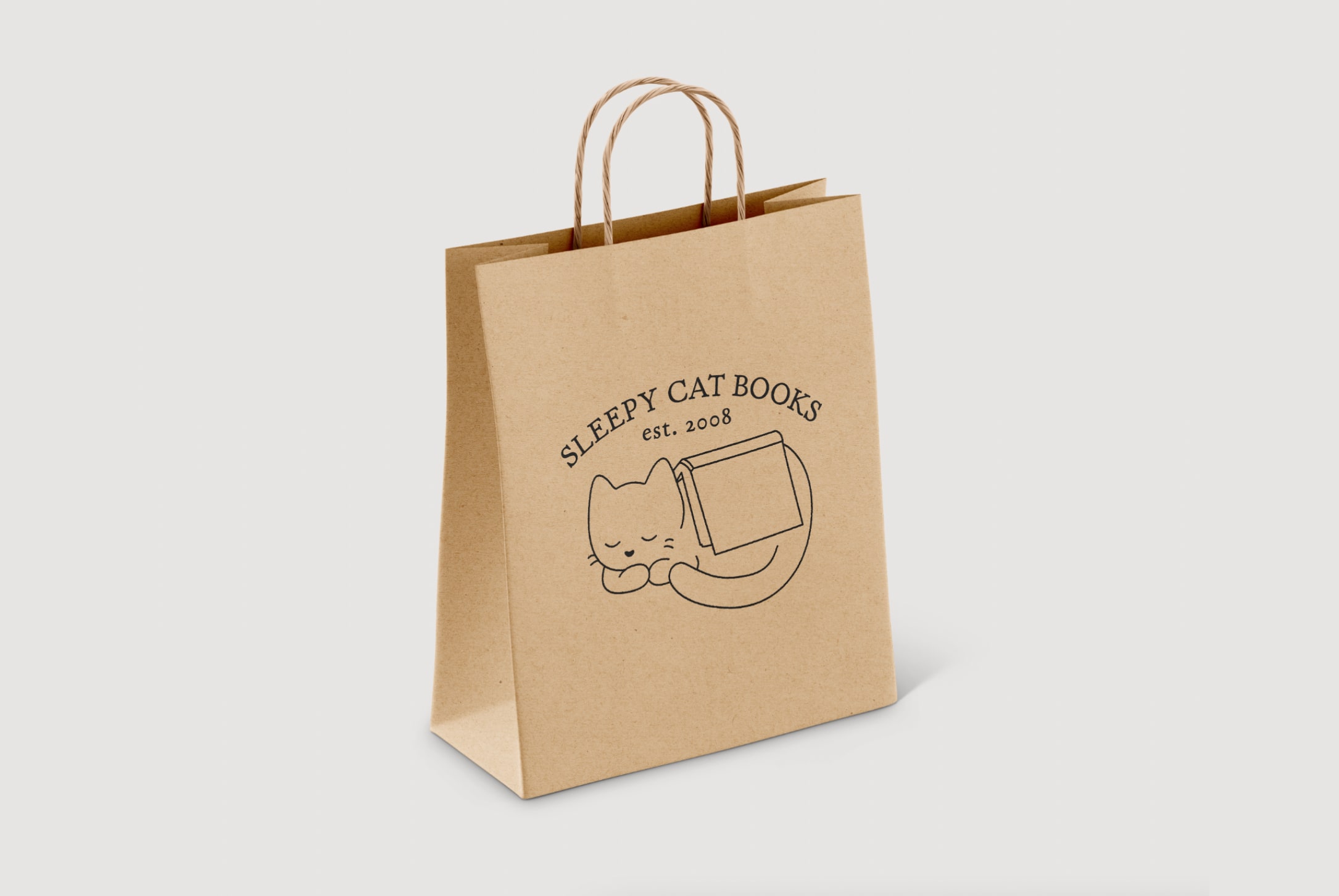 Mockup of a paper gift bag with logo on it